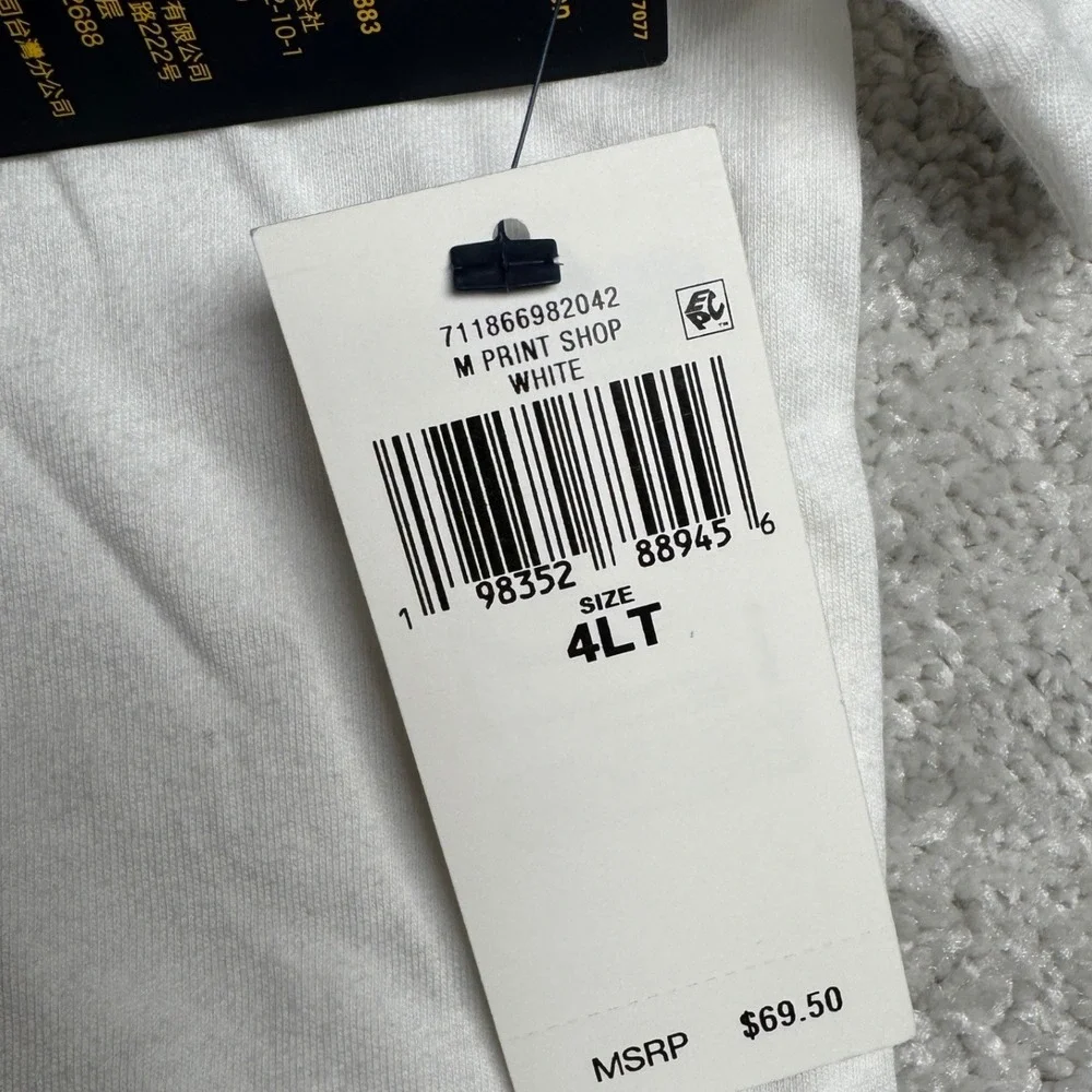 Polo Ralph Lauren T-Shirt Men 4XLT White Script Logo Graphic NWT Big & Tall HOLE
